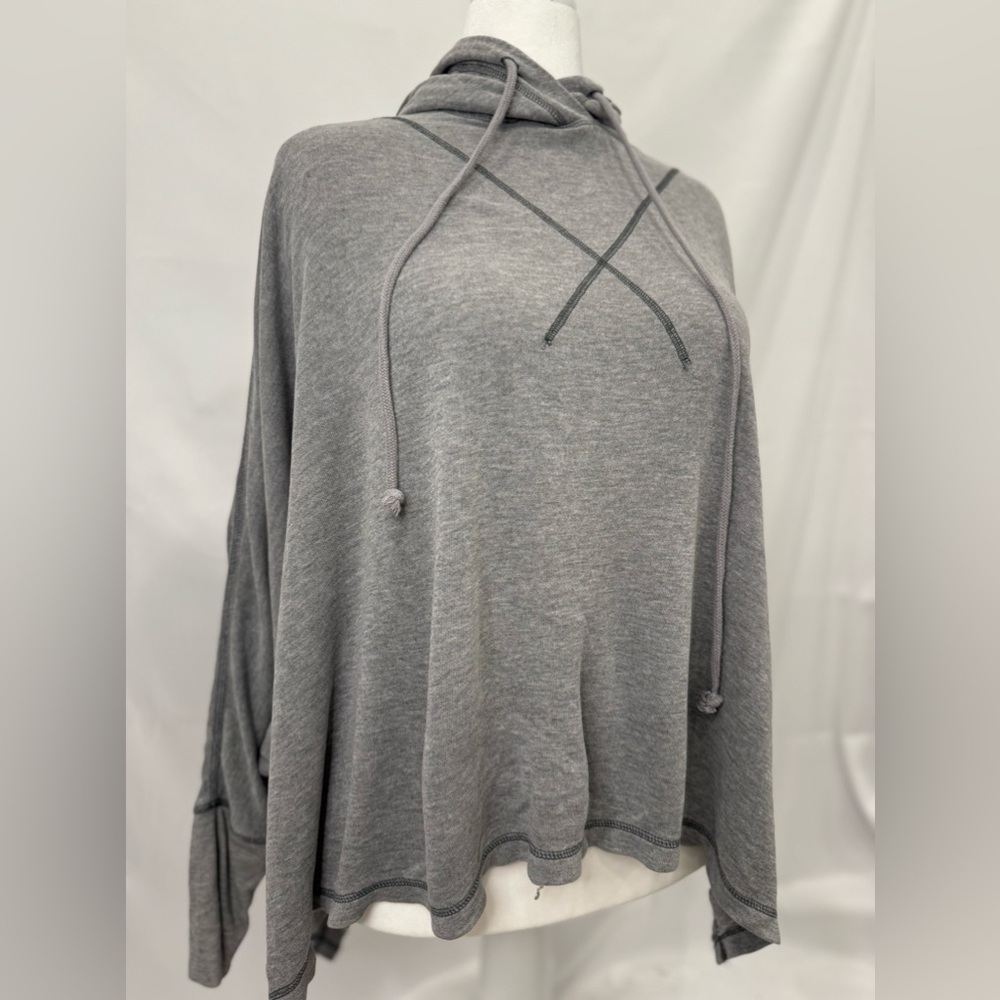 Free People Oversized Grey Hoodie Poncho - Picture 6 of 8